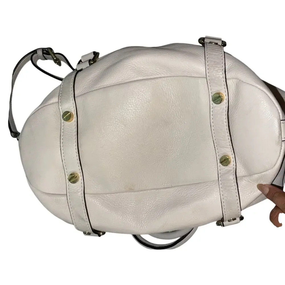 Michael Kors Bedford Legacy Medium Light Cream Convertible Satchel Pristine EUC